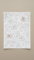 Watercolor Floral Coloring Page on Heavy Stock